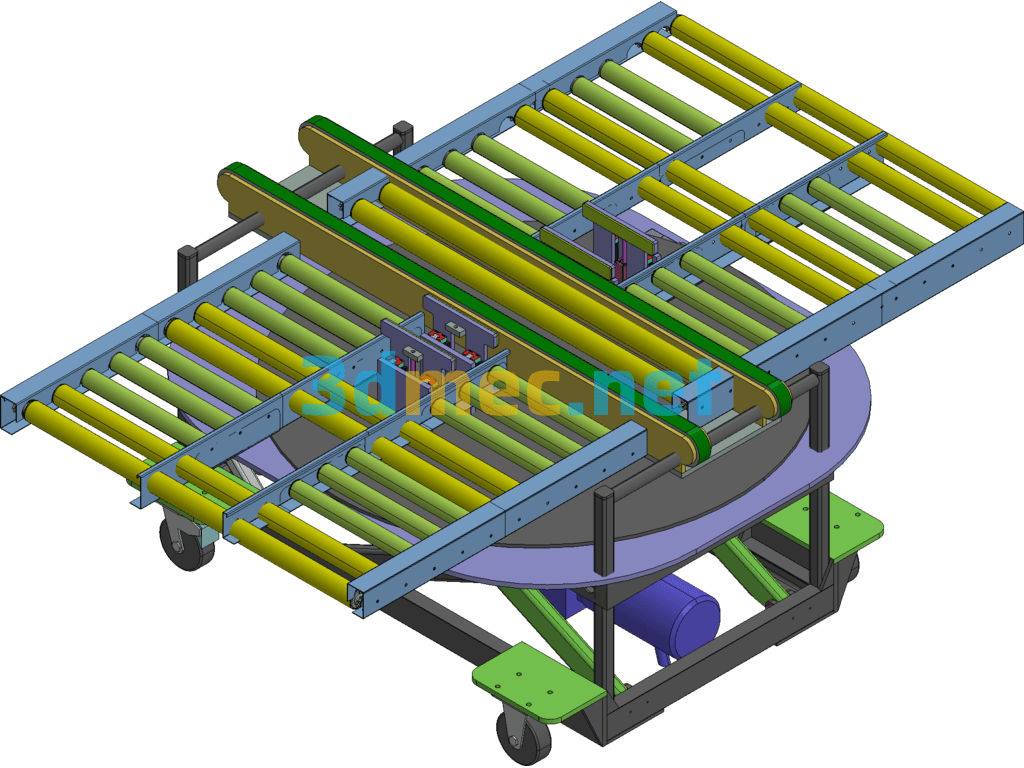 Flexible Turnover Conveyor Line Design (Lifting + Rotation + Shaping + Roller + Belt Line) - 3D Model Exported Free Download