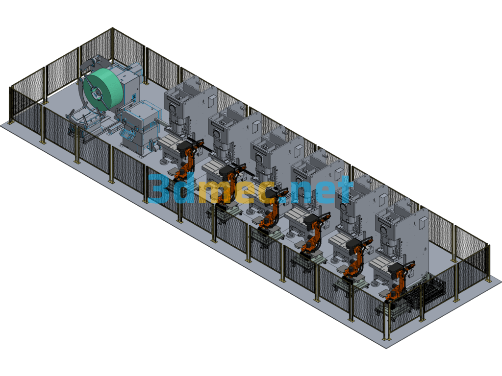 Design Of Fully Automatic Punching Production Line - 3D Model Exported Free Download