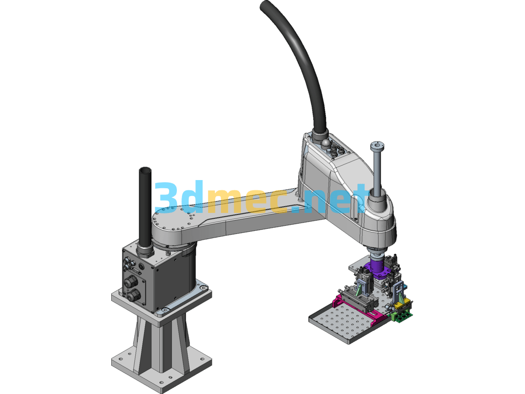 Four-Axis Robot With Three Handling Mechanisms At The Same Time - 3D Model SolidWorks Free Download