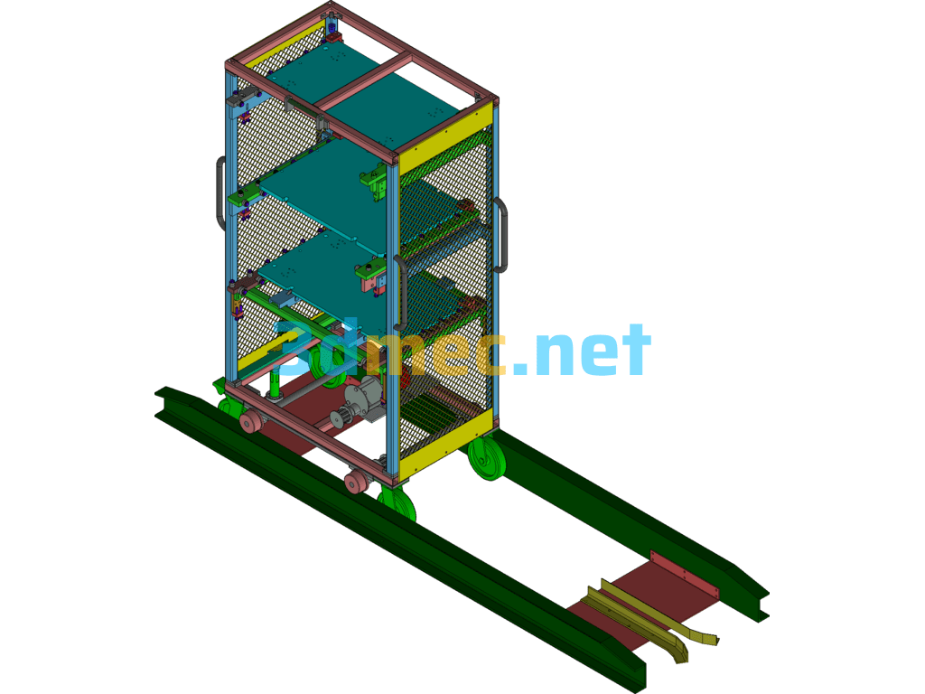 Design Of Intelligent Trolley For Material Lifting And Conveying - 3D Model Exported Free Download