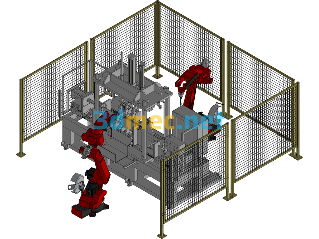 Design Of A Double Robot Welding Workstation For Drum Rolls - 3D Model Exported Free Download