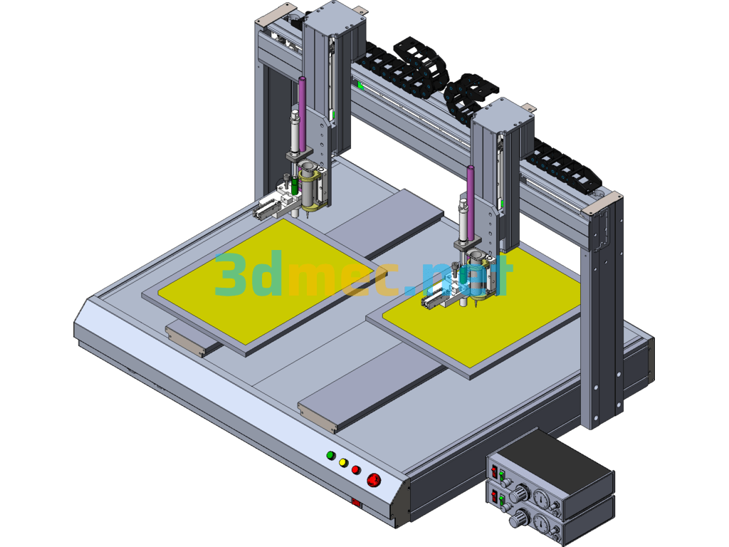 Gantry Type Dual Channel Dispensing Machine UF Bottom Plate Mounted Magnet Dispensing Machine - 3D Model SolidWorks Free Download