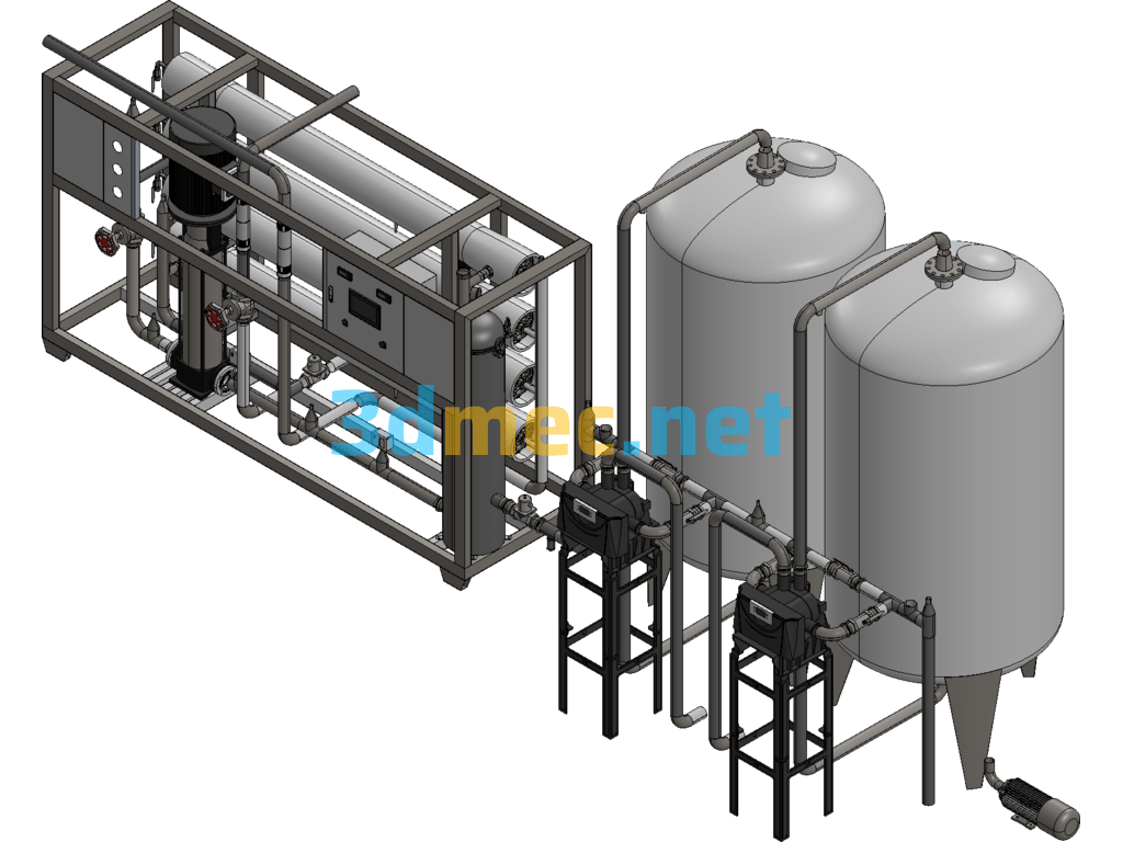 8T Single-Stage Water Treatment Equipment - 3D Model Exported Free Download