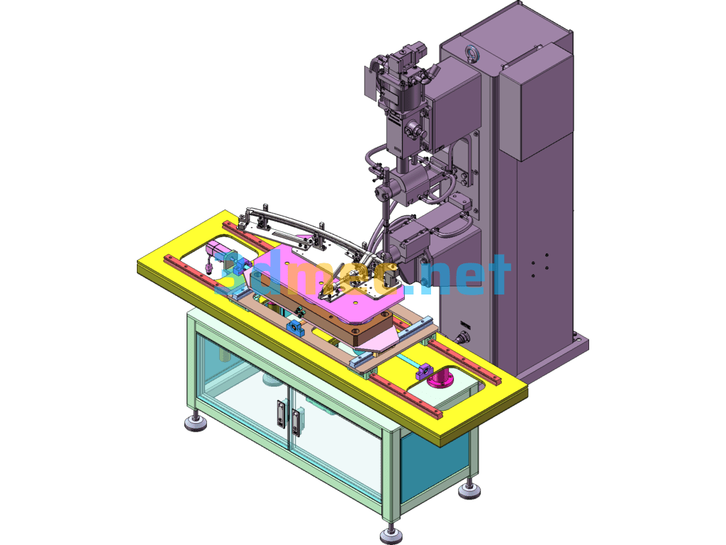 Projection Welding Machine Feeding Fixture Workbench - 3D Model SolidWorks Free Download