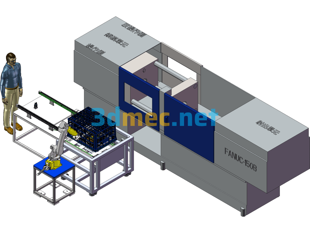 Guangdong Chaoshan Horizontal Injection Molding Machine Basket Automatic Trimming Equipment - 3D Model SolidWorks Free Download