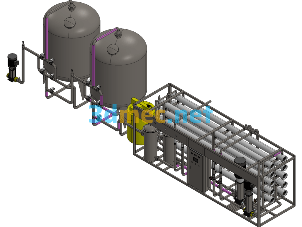 20T Two-Stage Water Treatment Equipment - 3D Model Exported Free Download