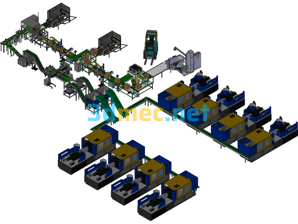 Non-Standard Automated Plastic Parts Production Line - 3D Model SolidWorks Free Download