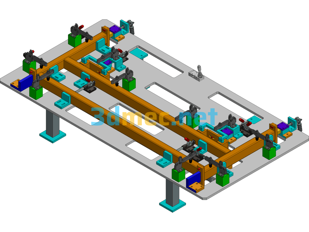 This Fixture Is A Safety Guardrail Welding Fixture. - 3D Model Exported Free Download