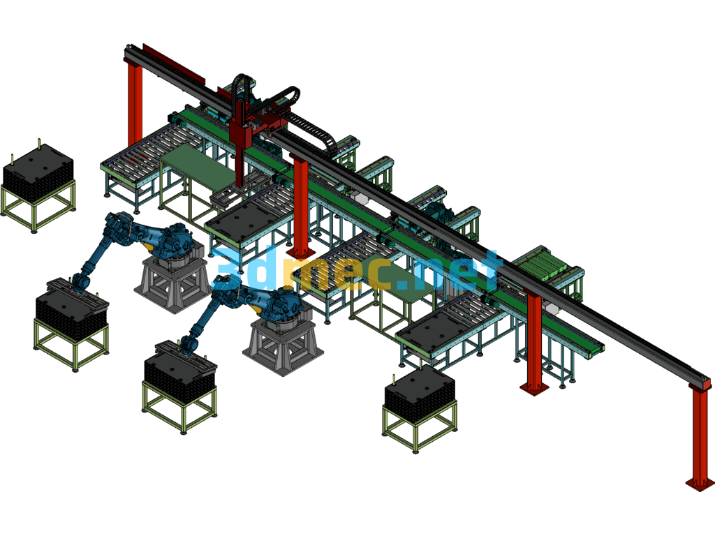 Transfer Palletizing Conveyor Line - 3D Model Exported Free Download