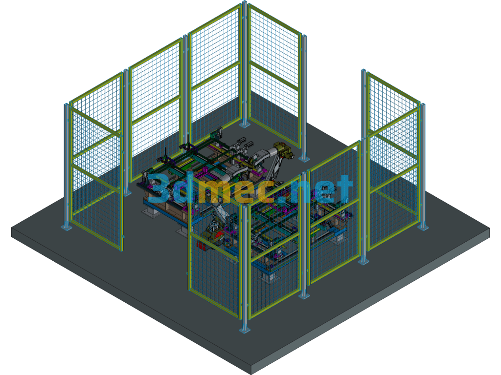 Design Of An Automated Welding Workstation For Industrial Guardrail Robots - 3D Model Exported Free Download