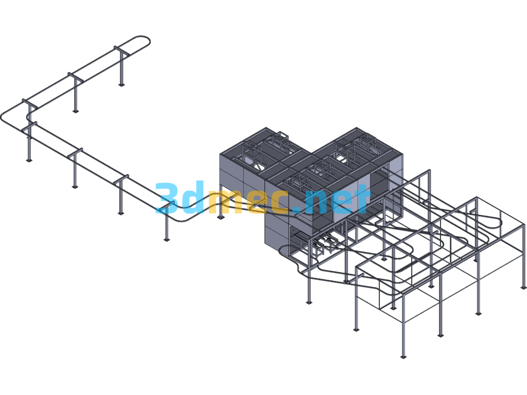 Foshan Spray Glue Drying Line - 3D Model Exported Free Download