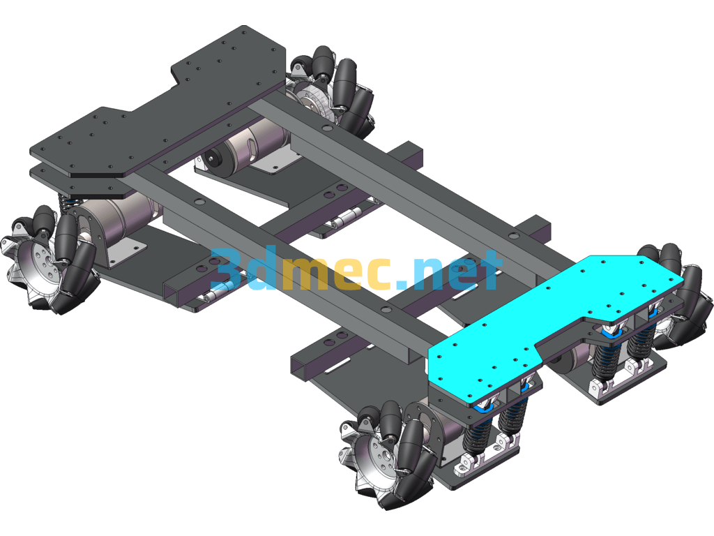 Mecanum Wheel Independent Suspension Chassis - 3D Model SolidWorks AutoCAD.Mechanical Free Download