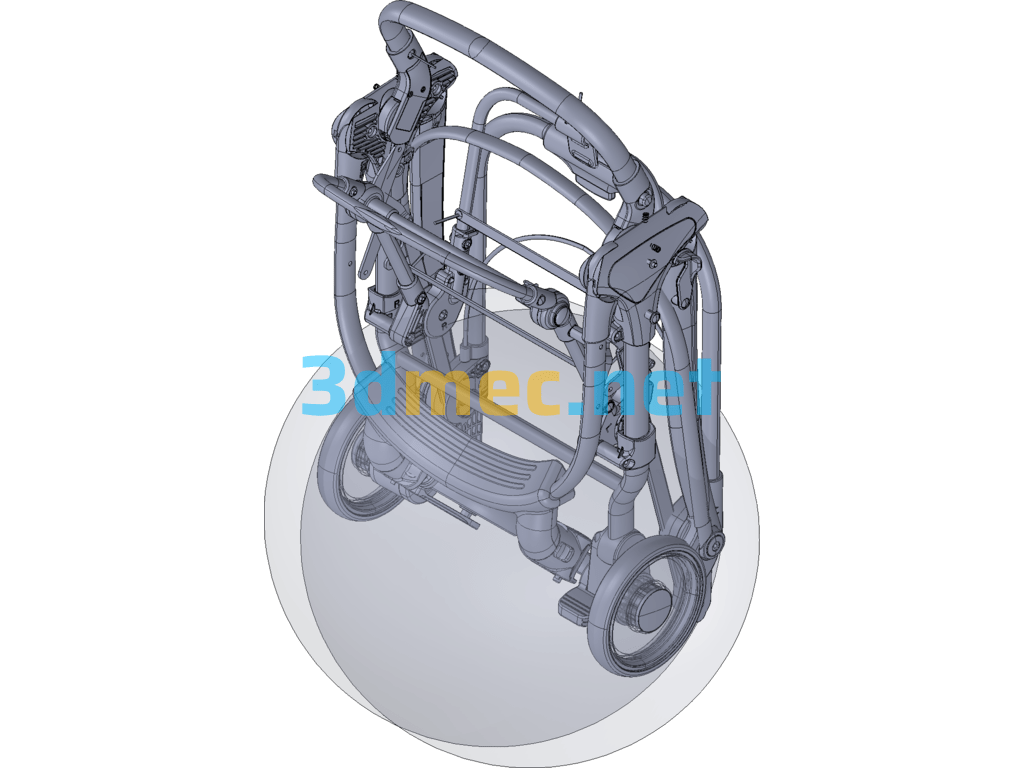 Three Folding Stroller - 3D Model Exported Free Download