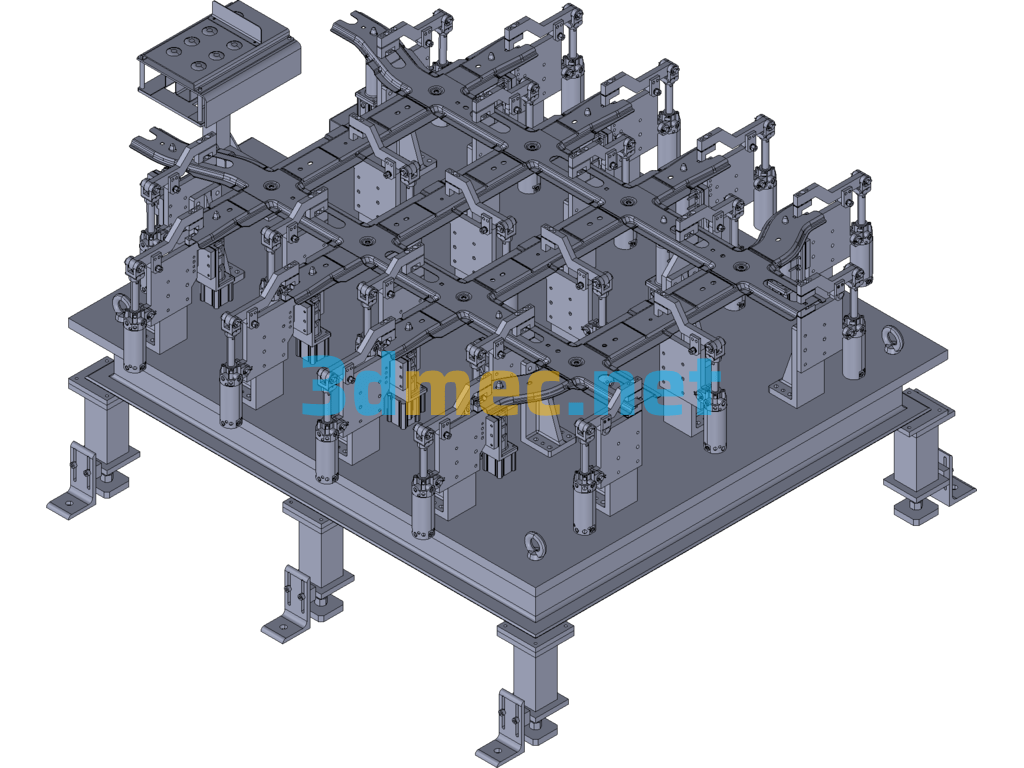 Automobile Reinforcement Plate Welding Fixture - 3D Model Exported Free Download