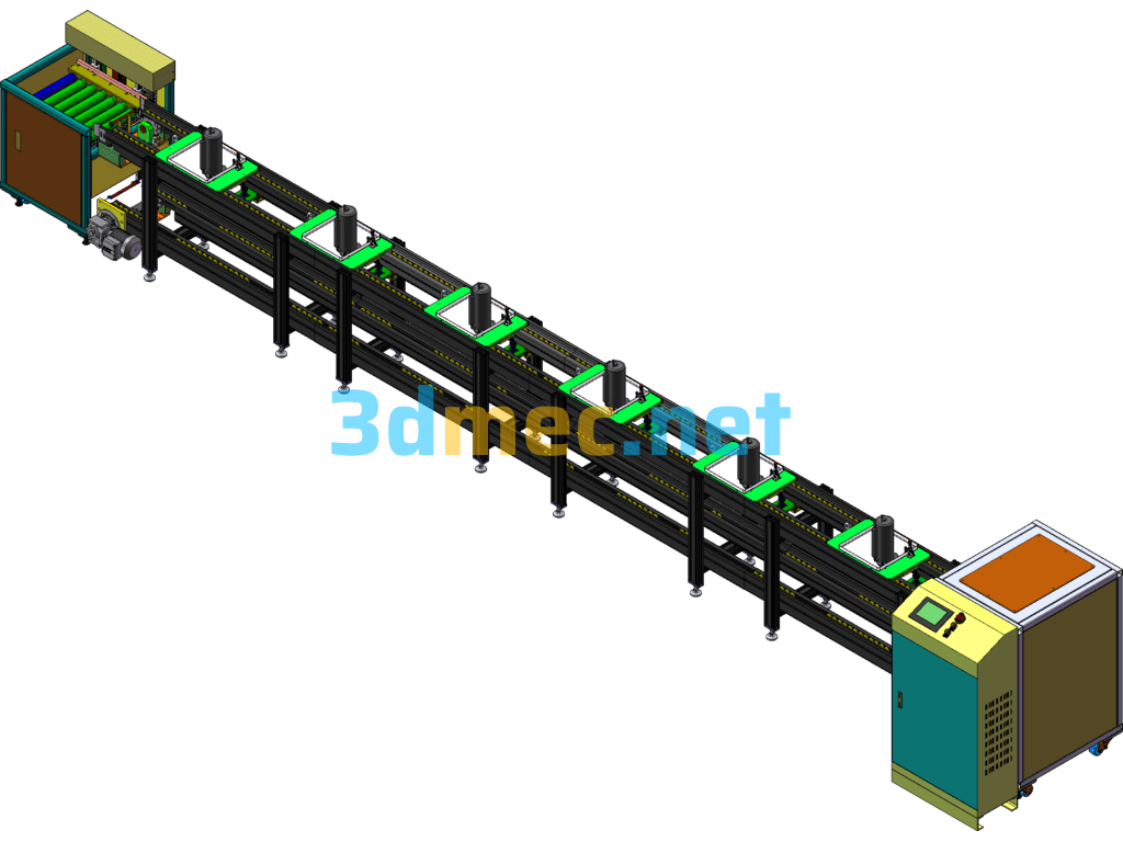 Air Compressor Double Speed Chain Assembly Line - 3D Model SolidWorks Free Download