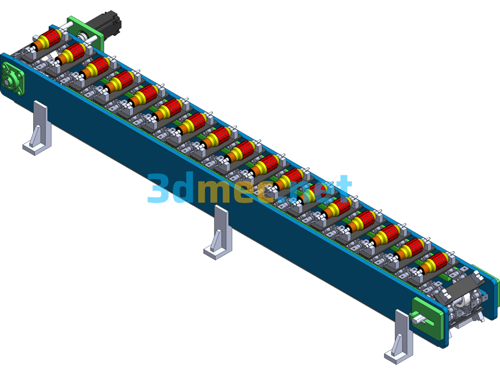 Foot Ear Chain Unloading Conveyor Line - 3D Model SolidWorks Free Download