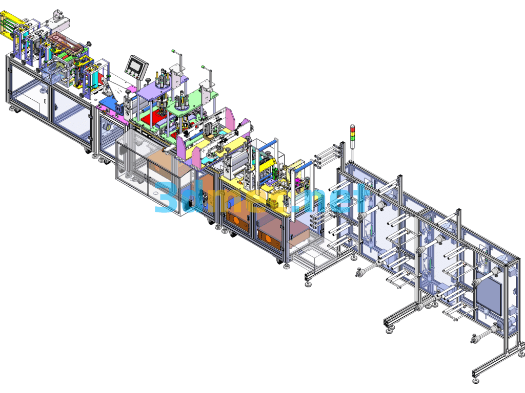 N95 Mask Machine B40/40 Fully Automatic Production Line - 3D Model SolidWorks Free Download