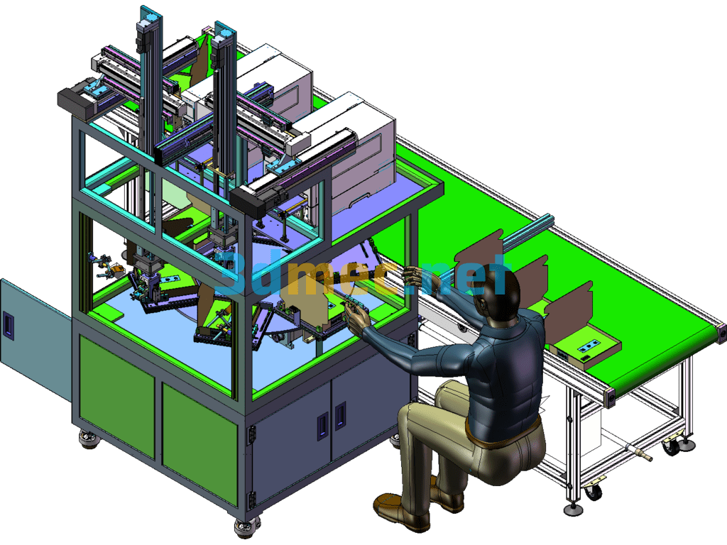 6-Station Real-Time Printing Labeling Machine - 3D Model SolidWorks Free Download