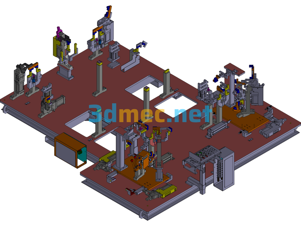 Automobile Welding Fixture Floor Positioning Fixture - 3D Model SolidWorks Catia Free Download