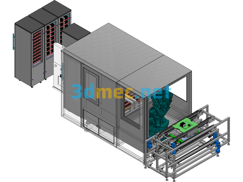 Computer Motherboard Fan Loading Assembly Line - 3D Model SolidWorks Free Download