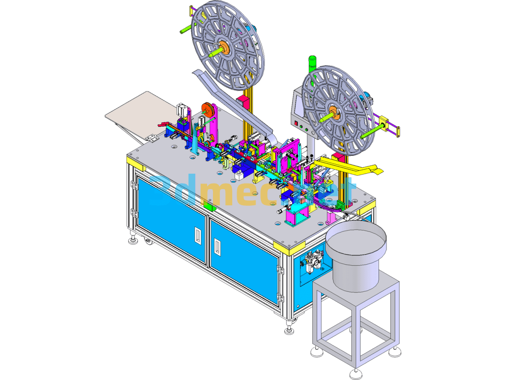 RJ45 180 Degree Vertical Mounting Plate And Automatic Machine For Attaching Mylar - 3D Model SolidWorks Free Download