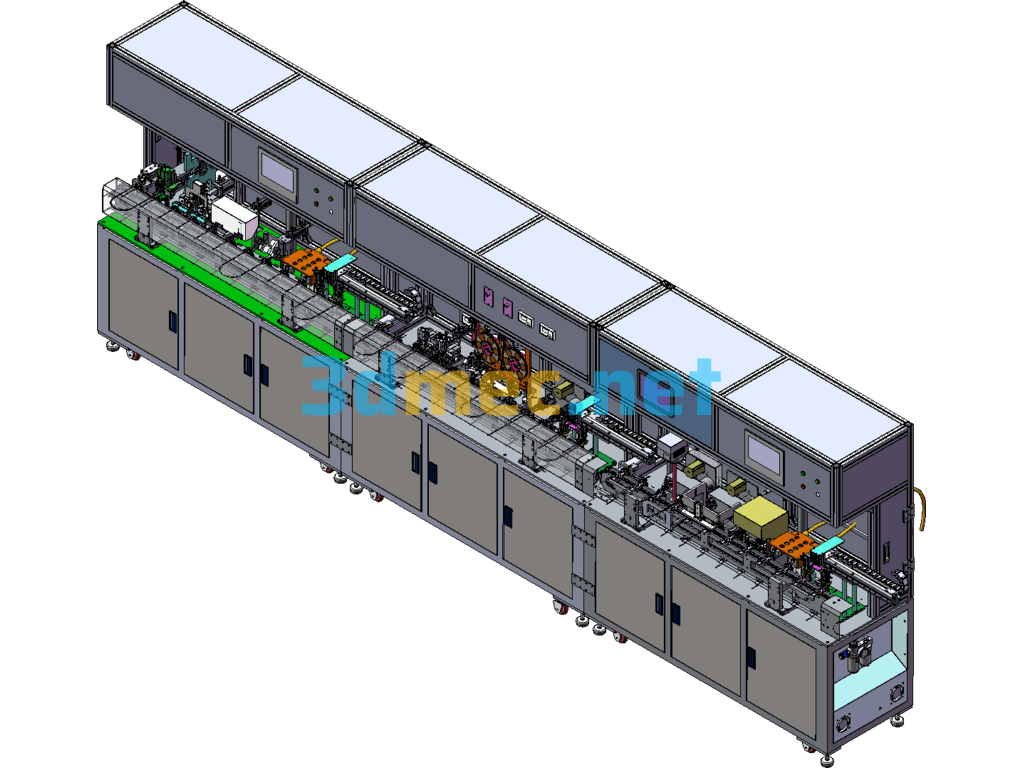 Data Cable Front-End Processing Automatic Machine (Wire Feeding, Stripping, Braiding, Copper Foil, Aluminum Foil, Cotton Removal) - 3D Model SolidWorks Free Download