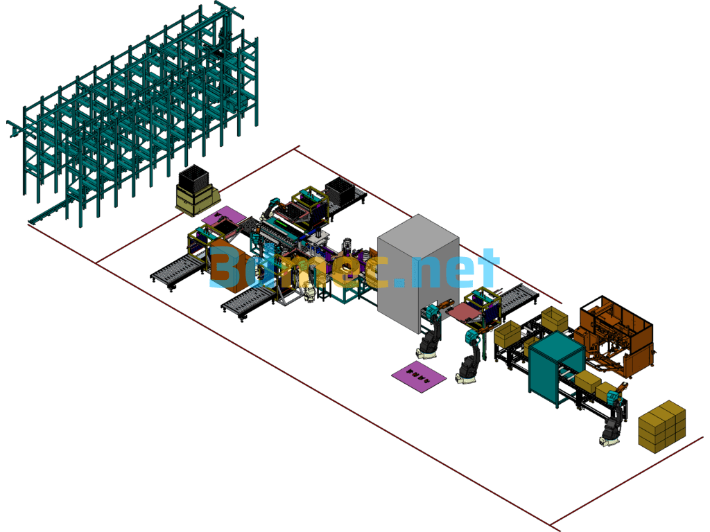 Midea Microwave Oven Motor Automatic Production Line - 3D Model SolidWorks Free Download