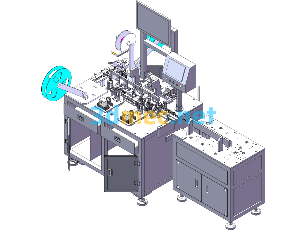 SATA7+6PIN Automatic Detection Packaging Machine - 3D Model SolidWorks Free Download