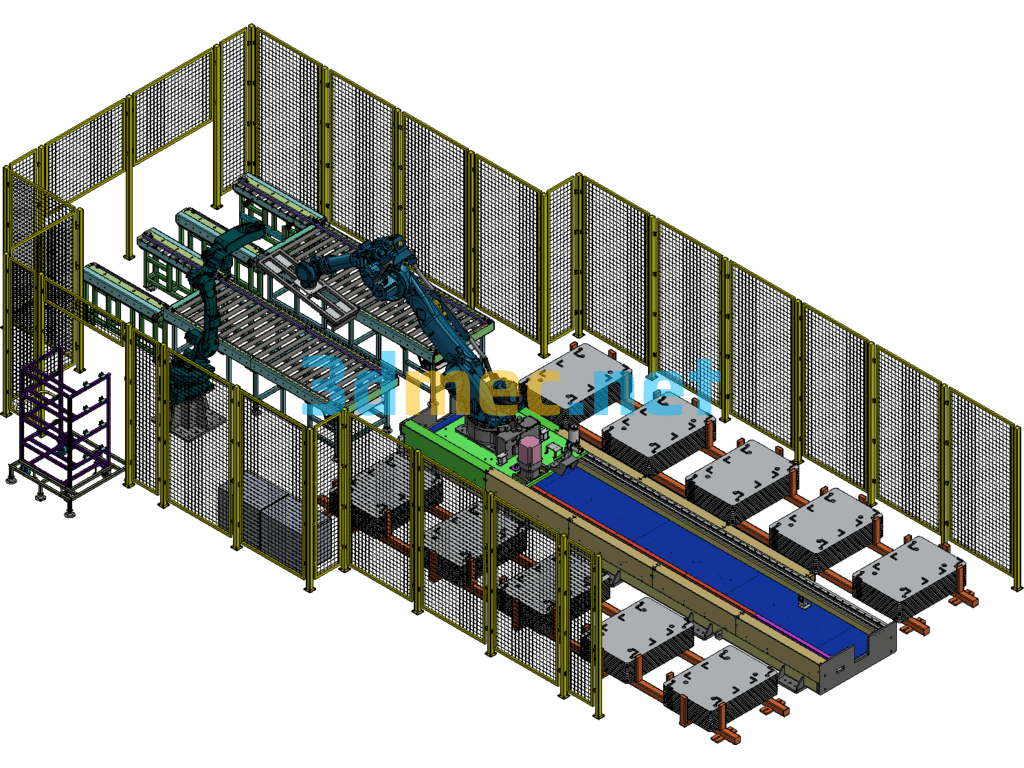 Tooling Plate Palletizing Robot Workstation - 3D Model Exported Free Download