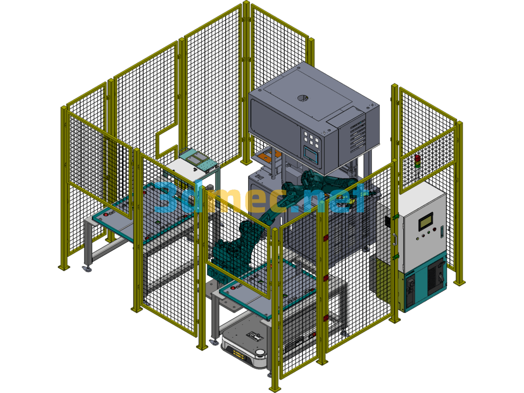 Aluminum Mold Shaping Robot Loading And Unloading Station - 3D Model SolidWorks Free Download