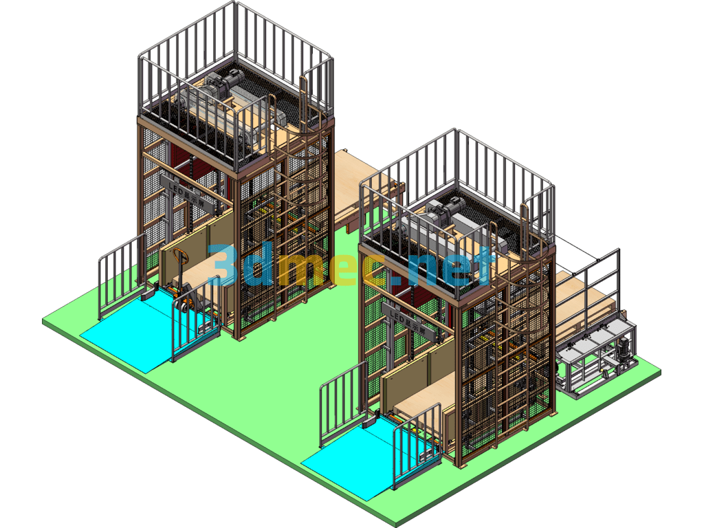 Logistics Double Pallet Lift - 3D Model SolidWorks Free Download