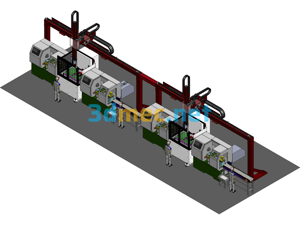 Truss Robot Automatic Loading And Unloading CNC Workshop - 3D Model SolidWorks Free Download