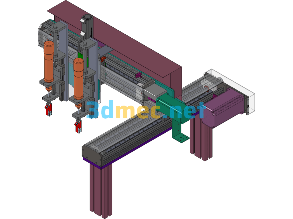 Three-Axis Module (Double-Station Screw Locking Machine) - 3D Model SolidWorks Free Download