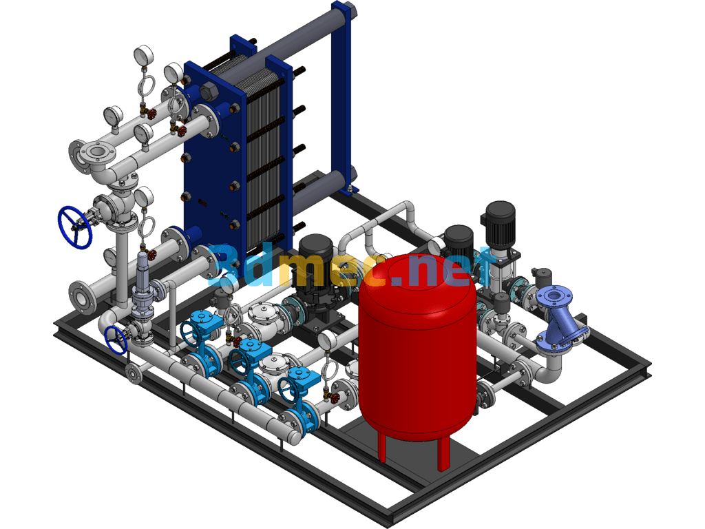 DN65/DN65 Plate Heat Exchanger - 3D Model SolidWorks Free Download