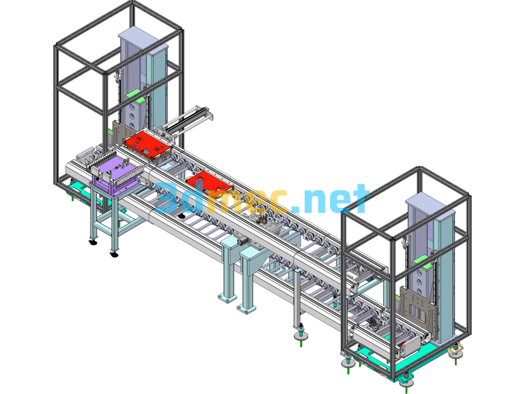 Double-Layer Conveyor Line With Lifting At Both Ends - 3D Model SolidWorks Free Download