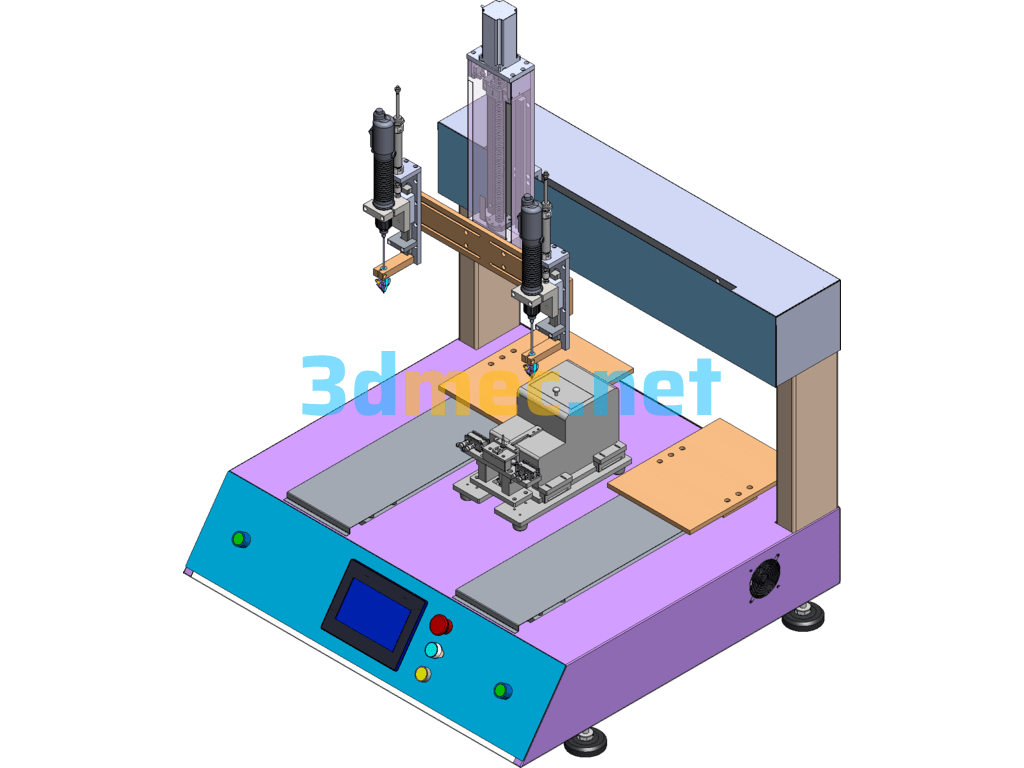 Air Blowing Desktop Double Station Screw Machine - 3D Model SolidWorks Free Download