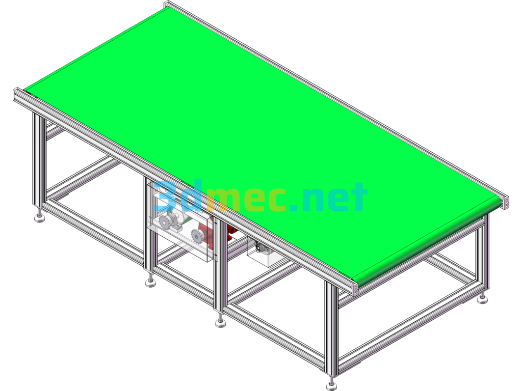 Belt Conveyor With Automatic Belt Brush Cleaning - 3D Model SolidWorks Free Download