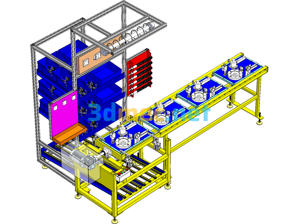 Automatic Flip + Manual Assembly Line - 3D Model SolidWorks Free Download