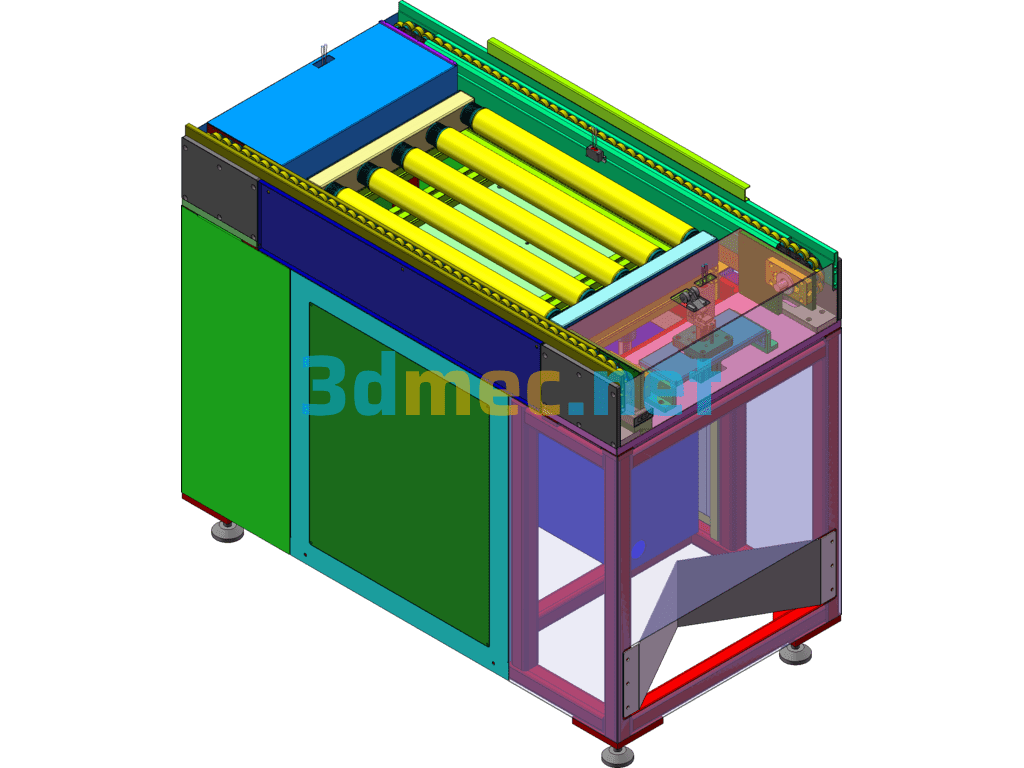 2.5 Times Speed Chain + Roller Cross Conveyor (Produced With BOM Engineering Drawing) - 3D Model SolidWorks Free Download