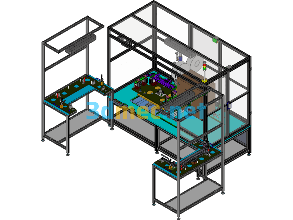 Automobile Sunroof Assembly Line PA40 (Sunroof OFFLINE Guide Rail Riveting Station) - 3D Model SolidWorks Free Download