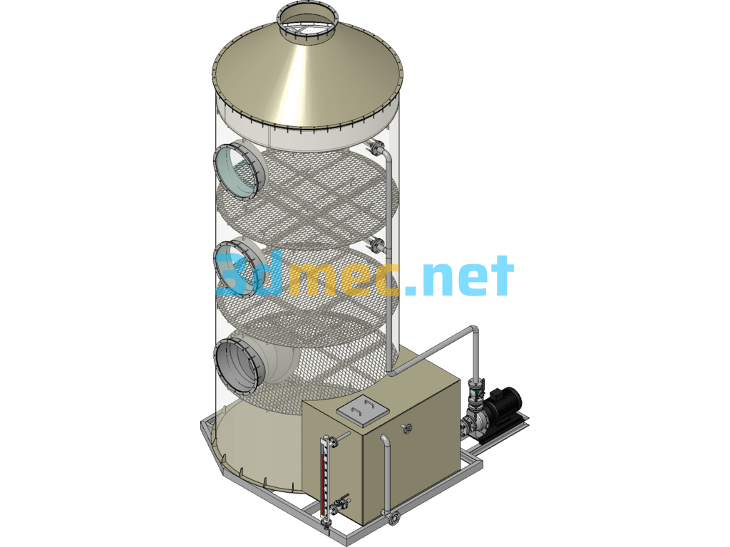 Φ2000×5700 Spray Washing Tower - 3D Model SolidWorks Free Download