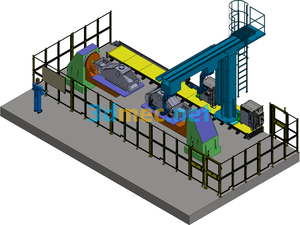 Vibrating Screen Box Robot Welding Production Line - 3D Model Exported Free Download