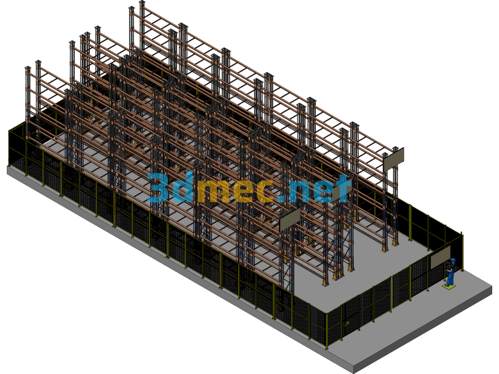 Storage Warehouse In The Form Of Corbel Shelves - 3D Model Exported Free Download