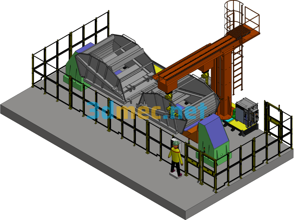 Garbage Truck Front Box Welding Production Line - 3D Model Exported Free Download