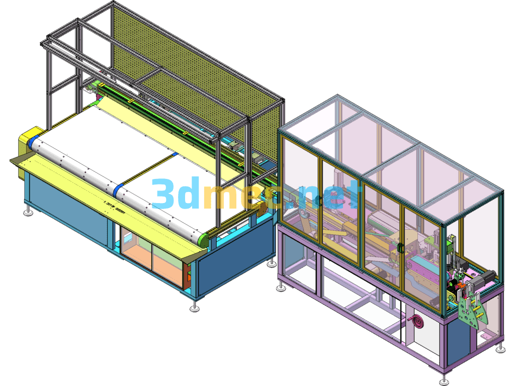 Door Sealing Strip TPV Cutting And Receiving Production Line - 3D Model SolidWorks Free Download