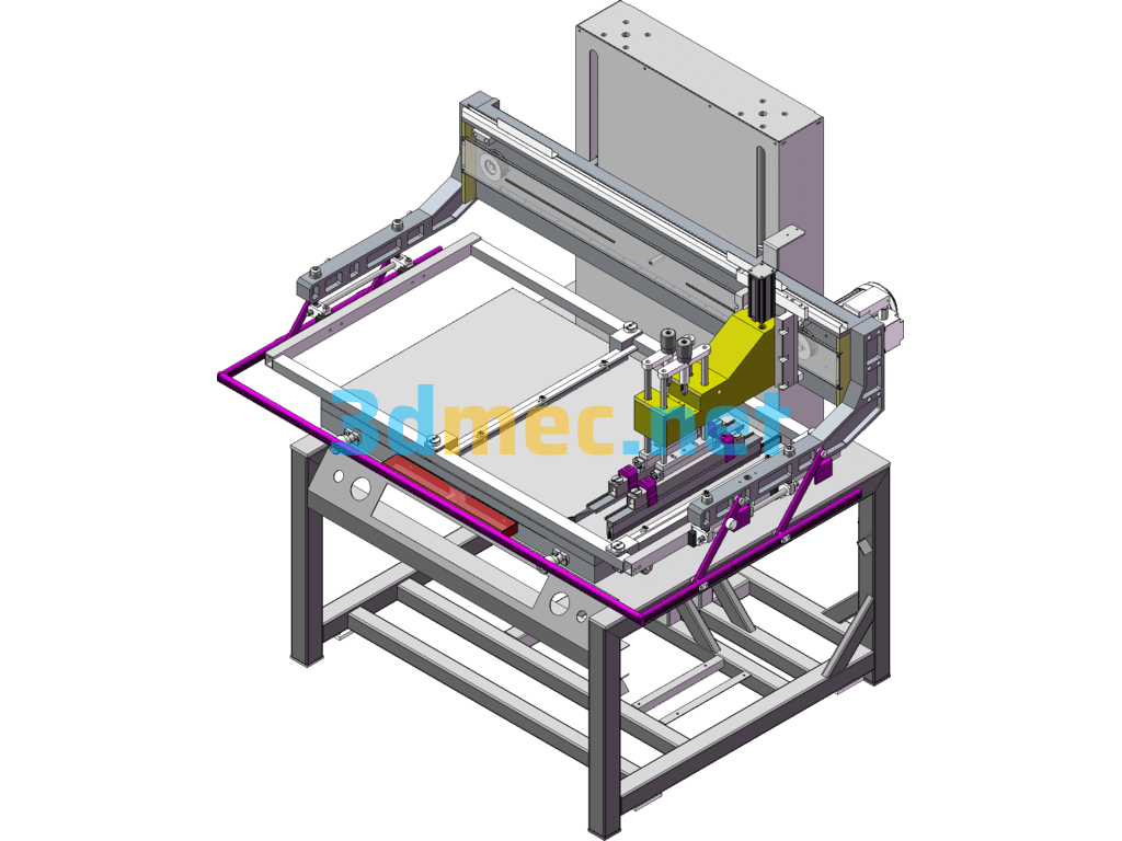 Produced Flat Screen Printing Equipment Including Processing Drawings - 3D Model SolidWorks Free Download