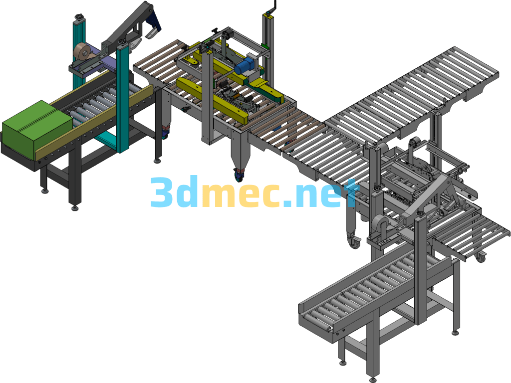 Design Of Automatic Line For Double-Station Carton Sealing And Taping - 3D Model Exported Free Download