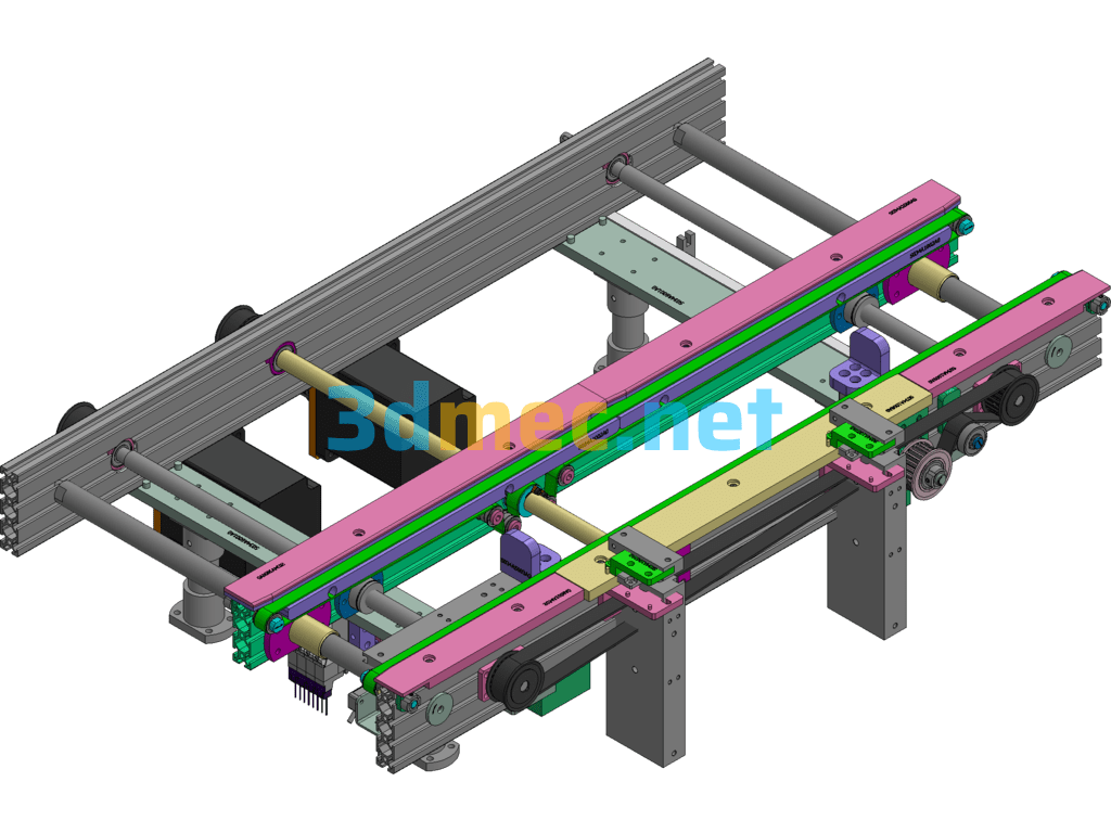 Single-Stage Belt Conveyor With Adjustable Width - 3D Model Exported Free Download