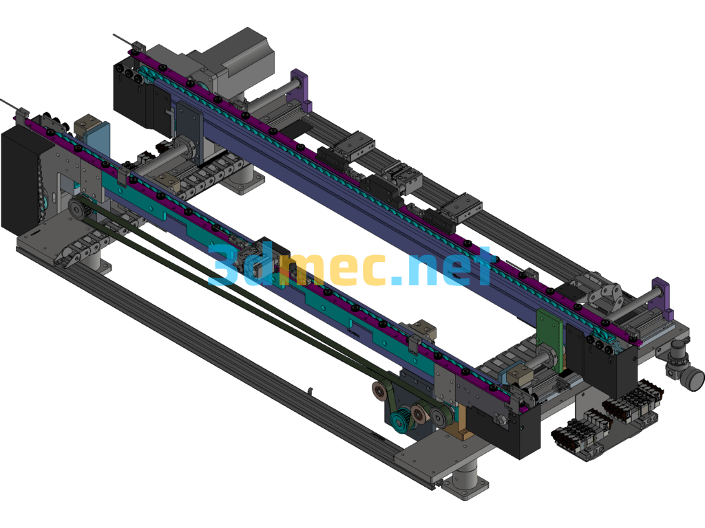 Width-Adjustable Double-Speed Chain Conveyor Line - 3D Model Exported Free Download