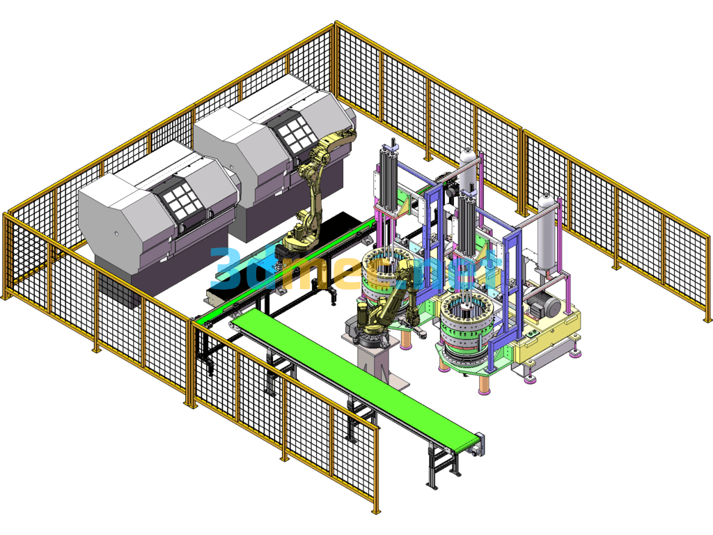 Motor Shaft Processing And Assembly Line - 3D Model SolidWorks Free Download